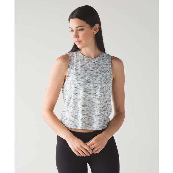 Lululemon Tops - Lululemon Fast As Light Muscle Tank Tiger Space Dye Black White 6